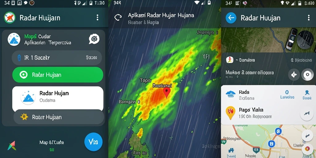Tampilan antarmuka aplikasi Radar Hujan 34R yang informatif.