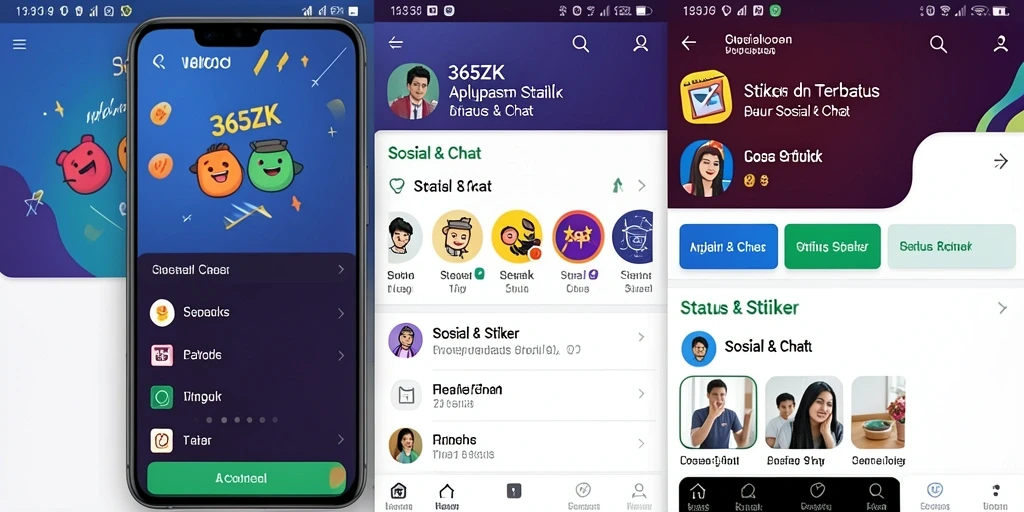 Tampilan antarmuka aplikasi 365ZK yang colorful dan menarik.