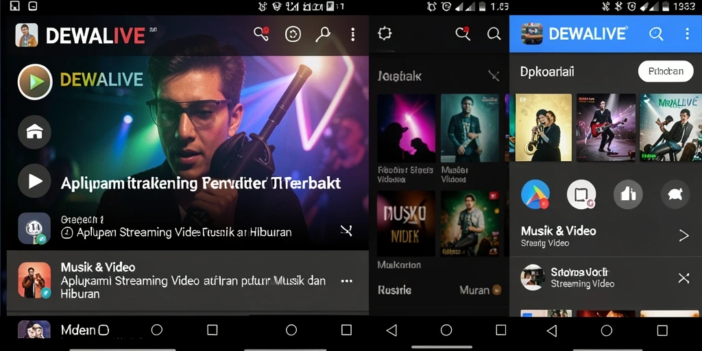 Antarmuka aplikasi DEWALIVE untuk Streaming Video yang menarik dan mudah digunakan.