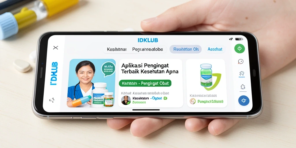 Antarmuka aplikasi IDKLUB untuk mengingatkan waktu minum obat.
