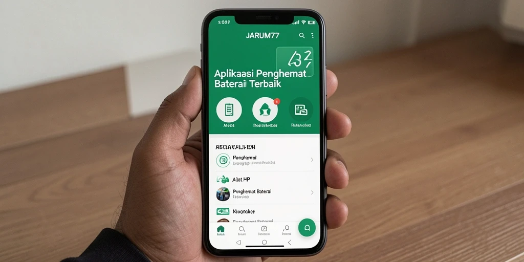 Tampilan antarmuka aplikasi JARUM77 untuk penghematan baterai.