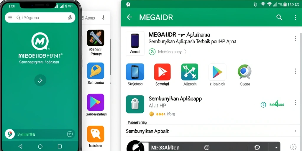 Screenshot MEGAIDR menampilkan antarmuka pengguna untuk menyembunyikan aplikasi.